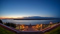 Sunset view on Volga river from Chkalov ladder in Nizhny Novgorod