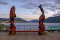 Sunset view of waterfront marina in Port Alberni, Vancouver Island