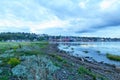 Sunset view of the waterfront and port of Lunenburg