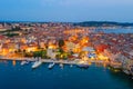 Sunset view of the waterfront of Rovinj in Croatia Royalty Free Stock Photo