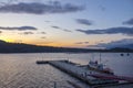 Sunset view of the wharf in Port Alberni, Vancouver Island, Canada