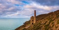 Sunset view of Wheal Coates, Chapel Porth Mine, St. Agnes, Cornwall Royalty Free Stock Photo