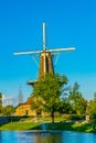 sunset view of windmill de Valk in Leiden, Netherlands