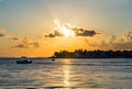 Sunset, view of Sunset y Island from Mallory Square, Key West, Florida, US Royalty Free Stock Photo