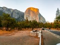 Sunset view of the Yosemite National park parking