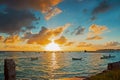 Sunset viewed from Oistins in Barbados Royalty Free Stock Photo