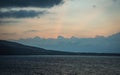 Sunset from viewpoint in Oia on Santorini island in Greece Royalty Free Stock Photo