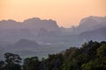 Sunset from the viewpoint of Wat Tham Seua Royalty Free Stock Photo