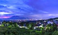 Sunset with views of Malang`s Java city of Indonesia