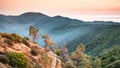 Panoramic sunset views in Santa Cruz mountains Royalty Free Stock Photo