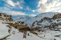 Sunset in Village in Himalayas in India