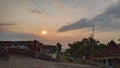 The sunset with village view with a grey cloud and relaxing vibes