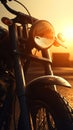 sunset vintage old motorcycle background, Nostalgie 90s, ai generatoive