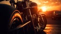 sunset vintage old motorcycle background, Nostalgie 90s, ai generatoive