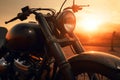 sunset vintage old motorcycle background, Nostalgie 90s, ai generatoive Royalty Free Stock Photo