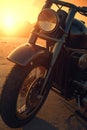 sunset vintage old motorcycle background, Nostalgie 90s, ai generatoive