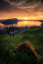 sunset in Vitznau at lake lucerne Royalty Free Stock Photo
