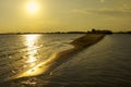 Sunset on the Volga River. Royalty Free Stock Photo