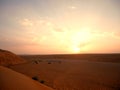 Sunset at the Wahiba desert camp, Oman Royalty Free Stock Photo