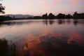 Sunset on Waikato river in New Zealand Royalty Free Stock Photo