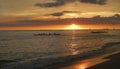 Sunset at Waikiki beach, Honolulu, Island of Oahu, Hawaii, United States Royalty Free Stock Photo