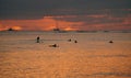 Sunset at Waikiki beach, Honolulu, Island of Oahu, Hawaii, United States Royalty Free Stock Photo