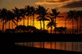 Sunset from Waikiki Beach, Honolulu, Oahu, Hawaii Royalty Free Stock Photo