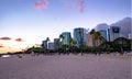 Sunset at Waikiki Beach on Oahu Hawaii Royalty Free Stock Photo