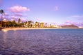 Sunset at Waikiki Beach on Oahu Hawaii Royalty Free Stock Photo