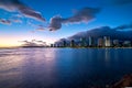 Sunset at Waikiki Beach on Oahu  Hawaii Royalty Free Stock Photo