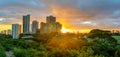 Sunset at Waikiki, Oahu, Hawaii Royalty Free Stock Photo