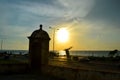 Sunset from the walled city of Cartagena in Colombia Royalty Free Stock Photo