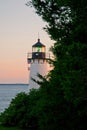 Sunset by Warwick Harbor Lighthouse Tower in Rhode Island Royalty Free Stock Photo