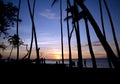 Sunset watchers at Anaeho'omalu beach Royalty Free Stock Photo