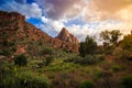 Sunset on the Watchman and Zion Canyon, Zion National Park, Utah Royalty Free Stock Photo