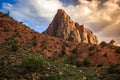 Sunset on the Watchman and Zion Canyon, Zion National Park, Utah Royalty Free Stock Photo