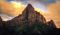 Sunset on the Watchman and Zion Canyon, Zion National Park, Utah Royalty Free Stock Photo