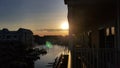 Sunset water reflection boats docks Royalty Free Stock Photo