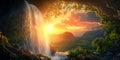 Sunset Waterfall Landscape Nature Photography Royalty Free Stock Photo