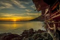 Sunset from a waterfront hippie bar in Thailand,