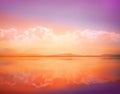 Sunset waterscape of lake with sky reflection Royalty Free Stock Photo