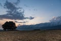 Sunset with wave of clouds, foehn effect