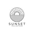 sunset wave logo vector symbol illustration design