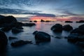 Sunset in the Wellington region of New Zealand: Pukerua Bay long exposure