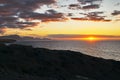 Sunset on the west coast of Fuerteventura, canary Island, spain Royalty Free Stock Photo