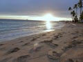 Sunset in West Coastal beach in Oahu HAWAII USA Royalty Free Stock Photo