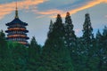 Sunset at West Lake, Hangzhou, Zhejiang, China Royalty Free Stock Photo