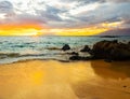 Sunset on The West Maui Mountains and Lanai From Mokapu Beach