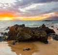 Sunset on The West Maui Mountains and Lanai From Mokapu Beach