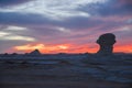 Sunset in white desert, Egypt. Royalty Free Stock Photo